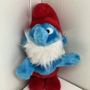 Papa Smurf Vintage 1981 7” Stuffed Plush Wallace Berrie & Co GANZ Peyo